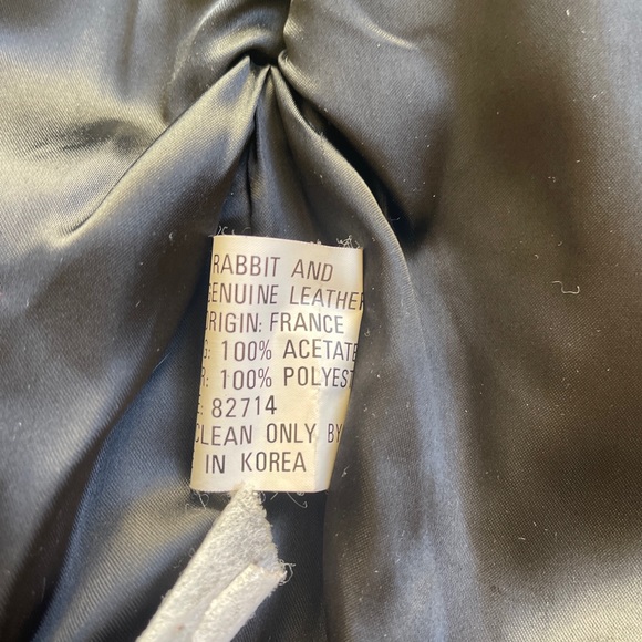 Wilsons black leather & rabbit fur vtg 80’s jacket size medium bat wing sleeves - Picture 10 of 14